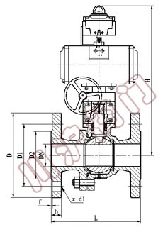 ZSHK氣動帶手輪浮動球閥尺寸圖